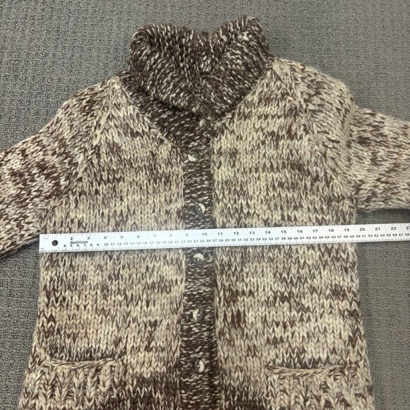 Vintage Handmade Sweater Medium Chunky Knit Button Up Collar Pocket Jumper Heavy - Picture 3 of 11